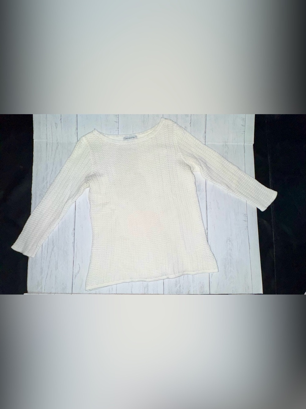 Liz Claiborne Knit white Boatneck Sweater